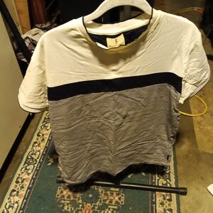 Men's White and Black Short Sleeve Tee